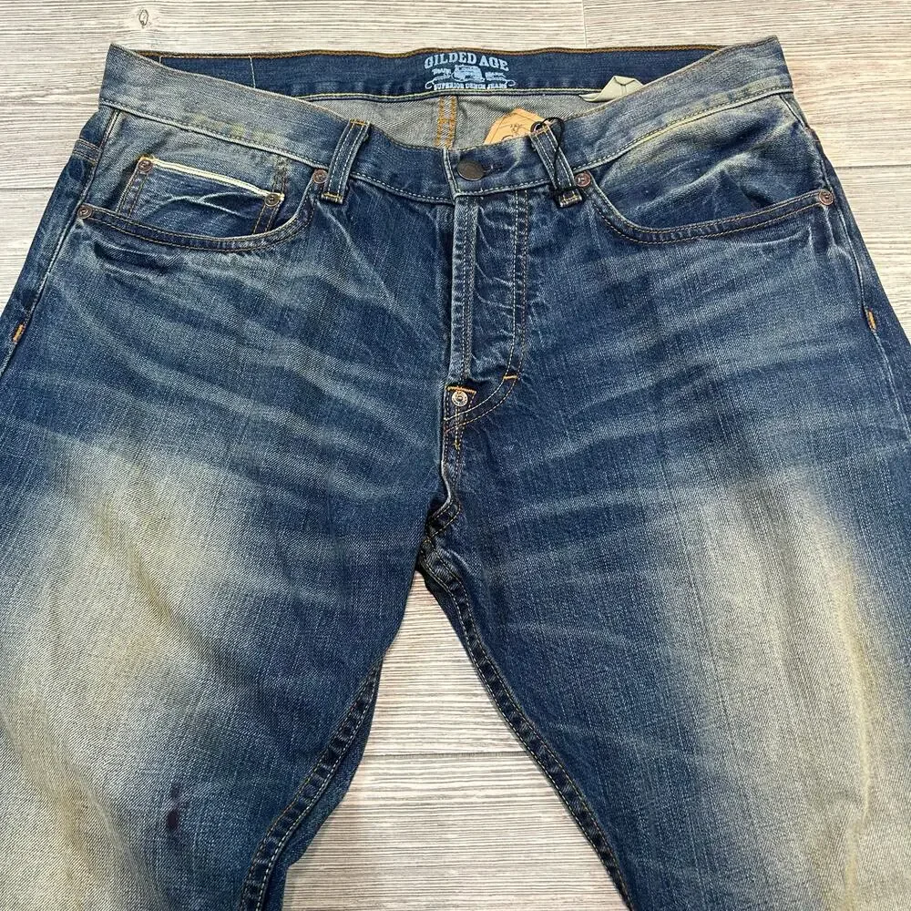 Gilded Age Men’s Ink Splatter Denim Jeans NWT Size 34 Made in USA